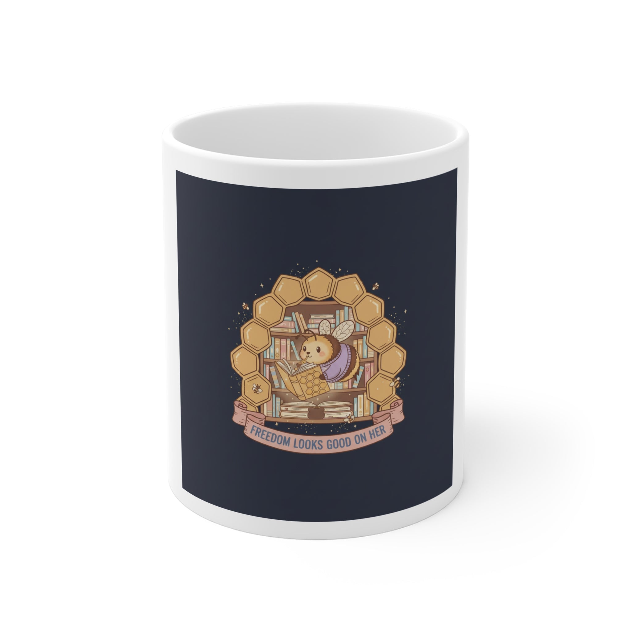 Honeybees Mug 11oz – Freedom Looks Good on Her