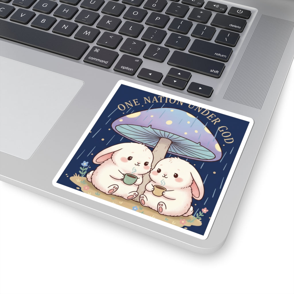 Two Cute Bunnies Kiss-Cut Sticker – One Nation Under God