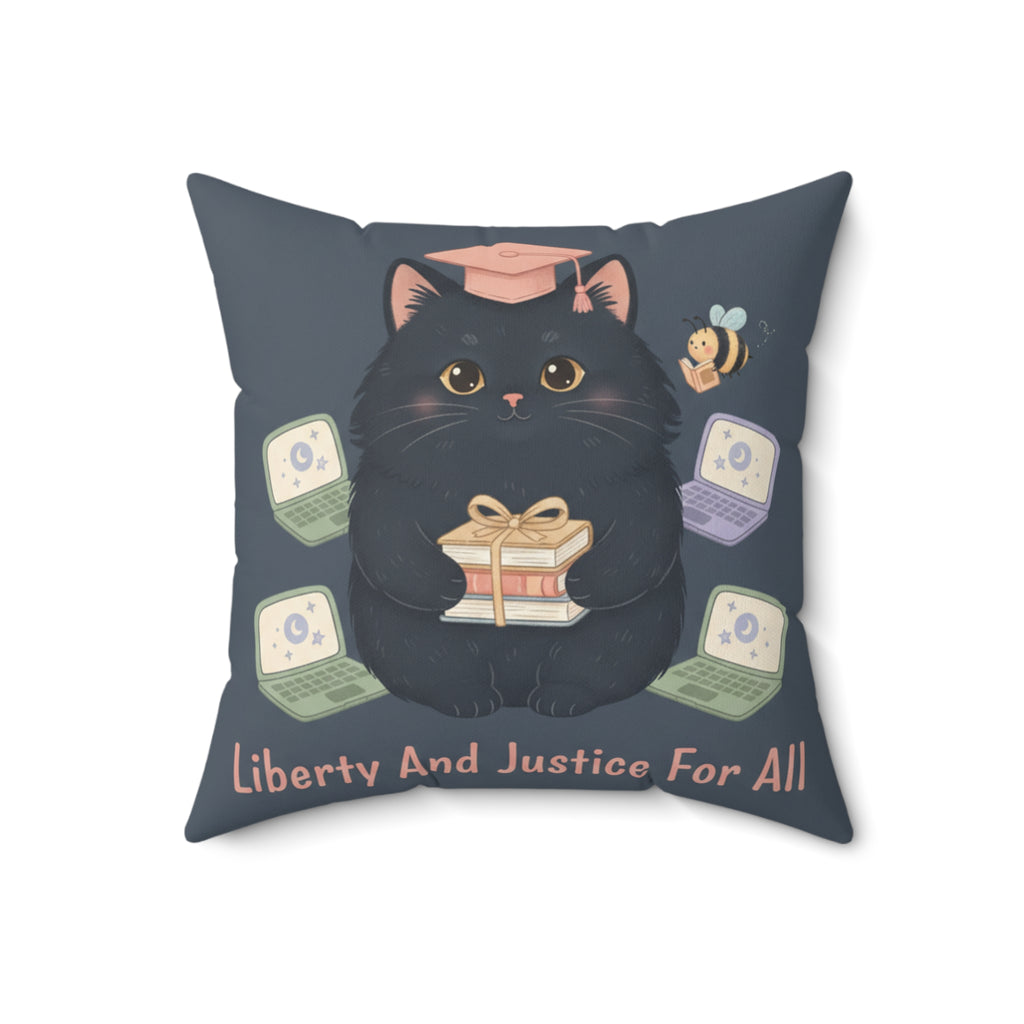 Black Cat Square Pillow – Liberty and Justice for All