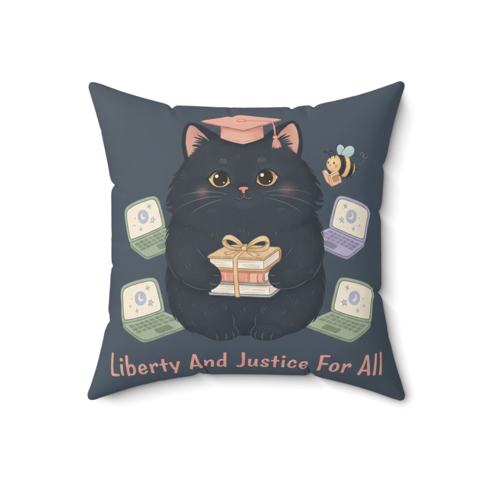 Black Cat Square Pillow – Liberty and Justice for All
