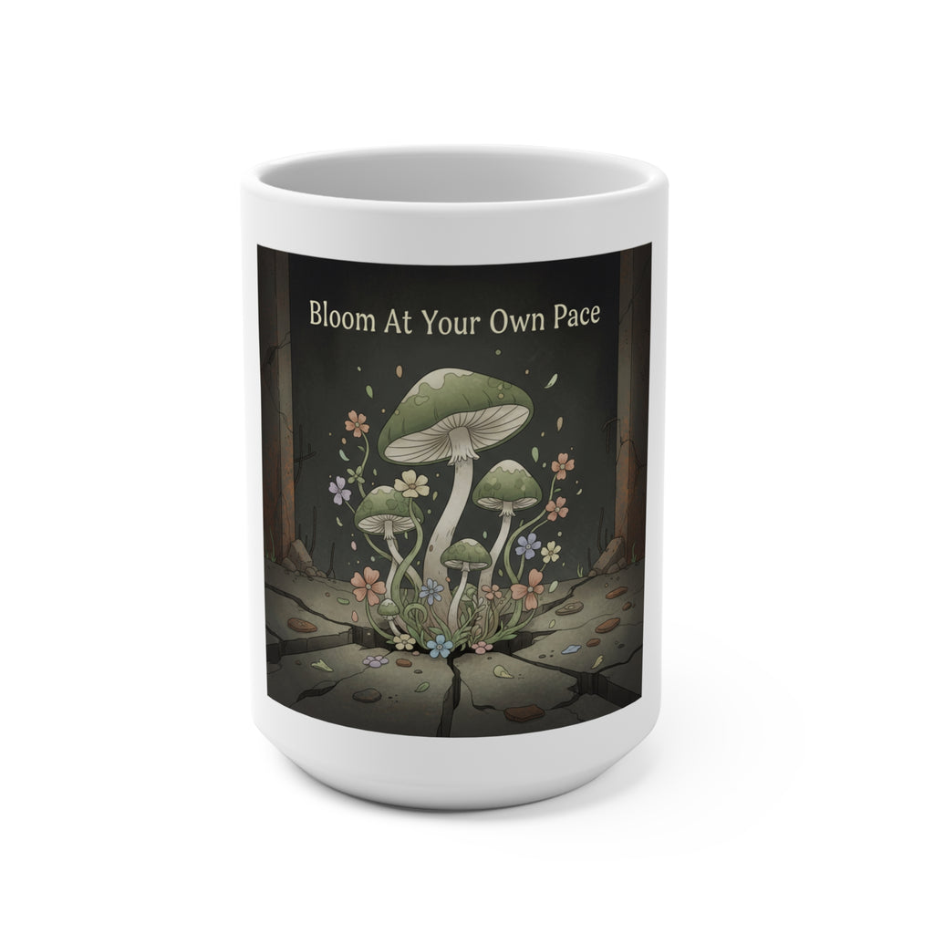 Bloom at Your Own Pace Black cat Mug 15oz