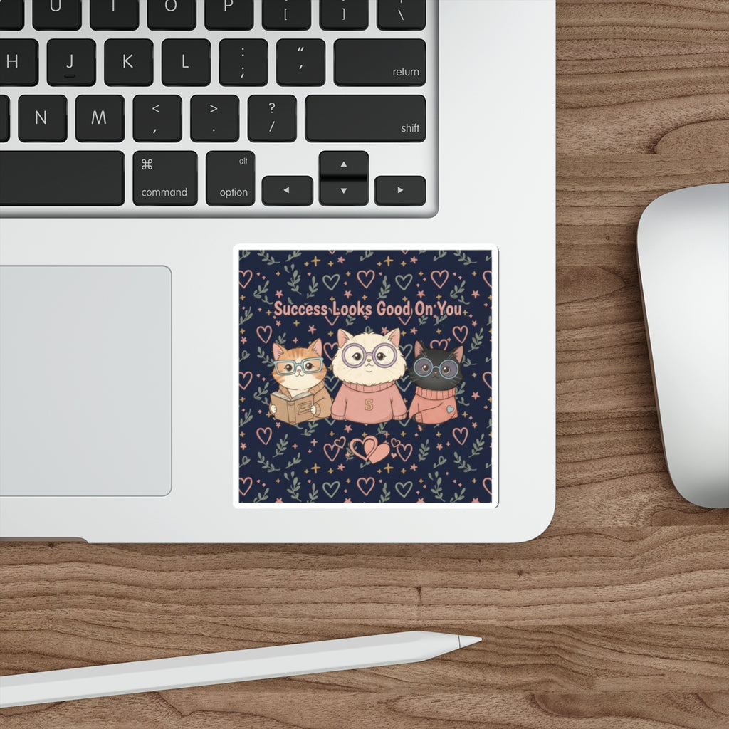 Cats With Glasses Die-Cut Sticker – Success Looks Good on You