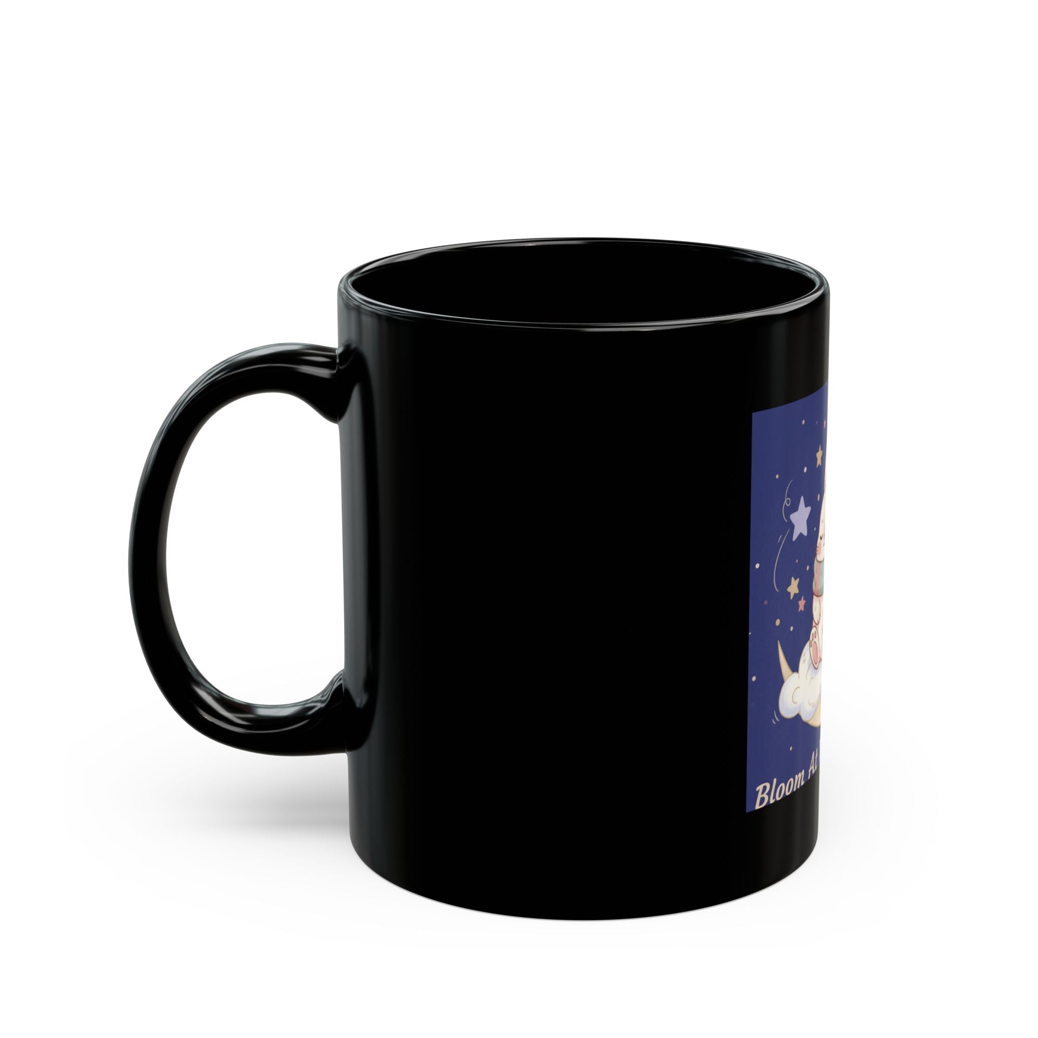 Bunny Black Mug 11oz – Bloom at Your Own Pace
