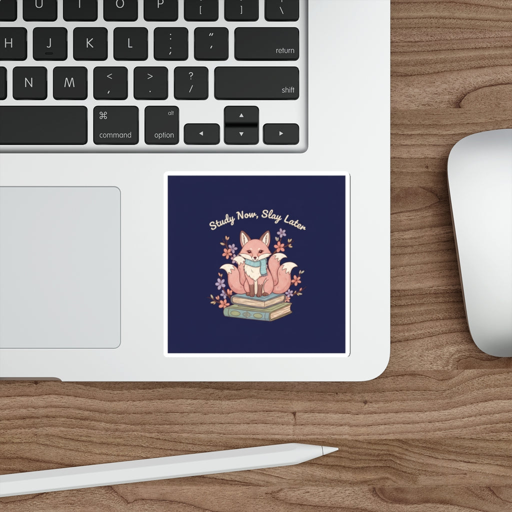 Kitsune Die-Cut Sticker – Study Now Slay Later