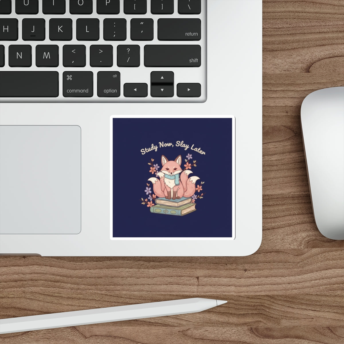 Kitsune Die-Cut Sticker – Study Now Slay Later