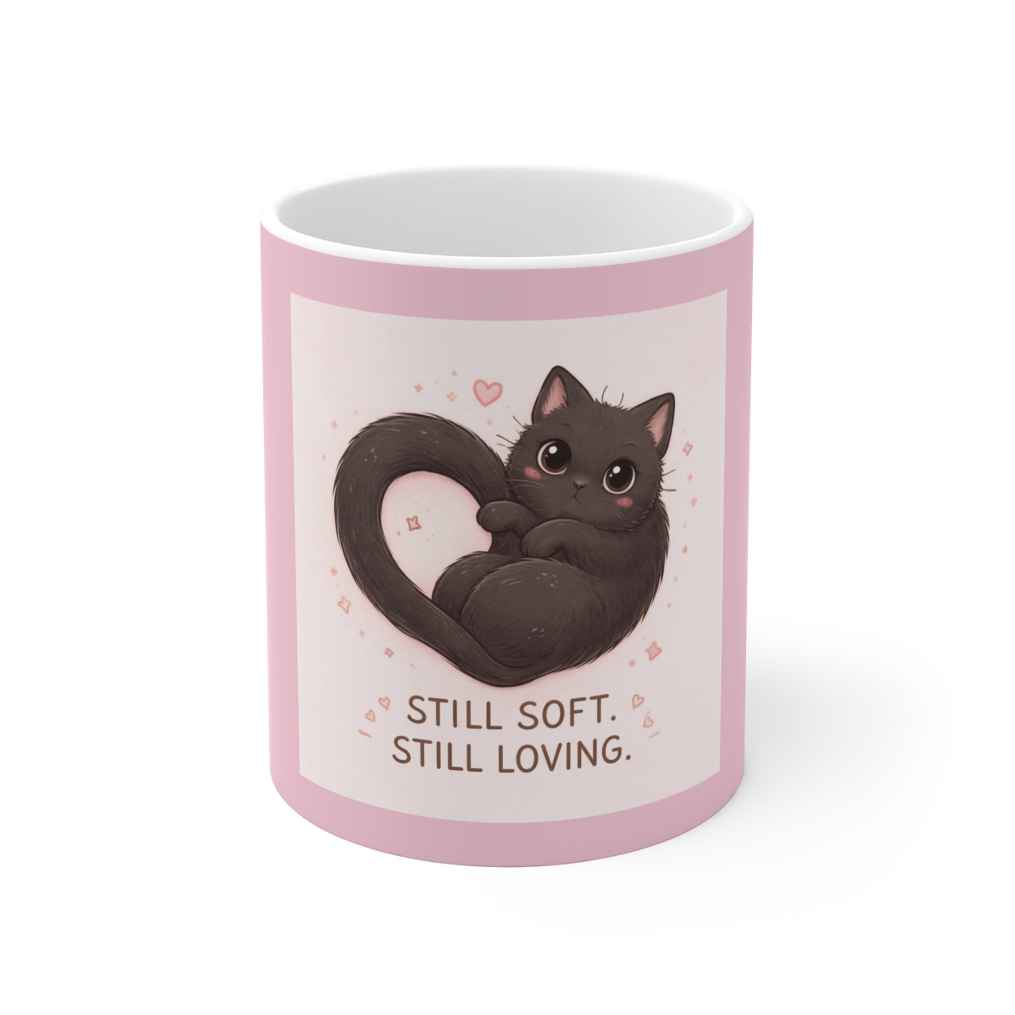 "STILL SOFT. STILL LOVING" Black Cat Mug | College Girl Gift | Fashion | KayKay Classics