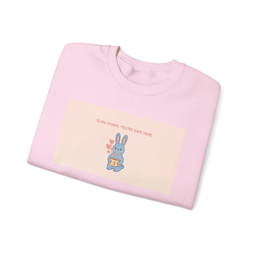 "SLOW DOWN, YOU'RE SAFE HERE" Black Cat Crewneck | College Girl Gift | Fashion | KayKay Classics
