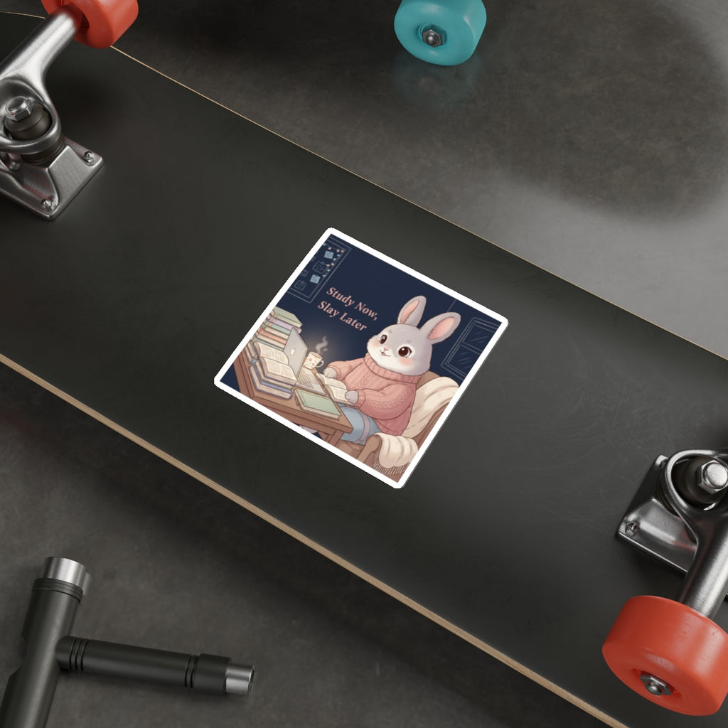 Rabbit Die-Cut Sticker – Study Now, Slay Later
