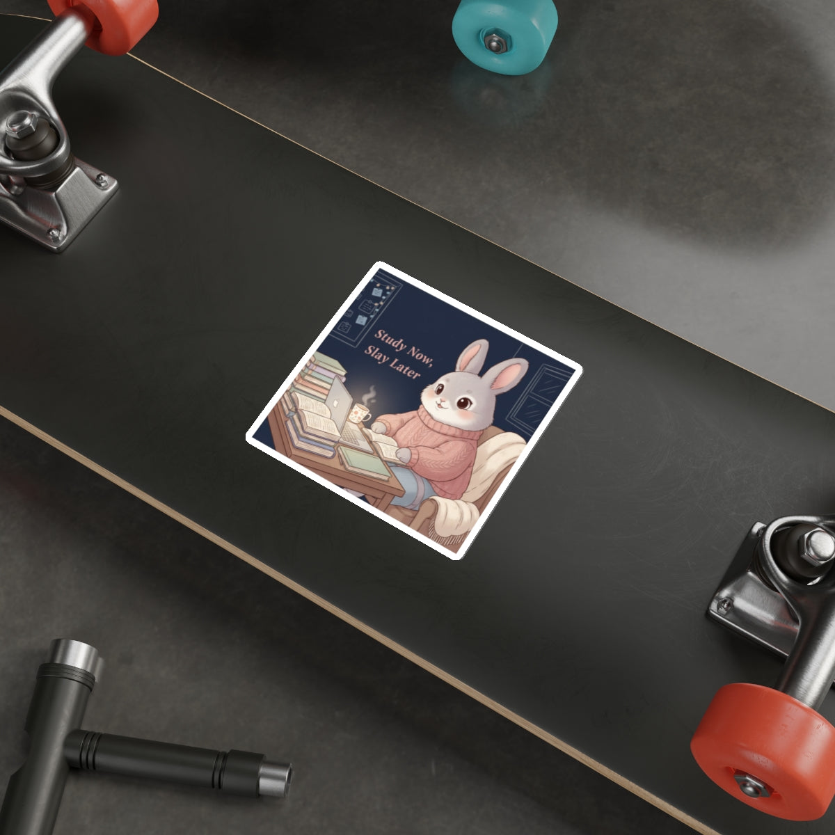 Rabbit Die-Cut Sticker – Study Now, Slay Later