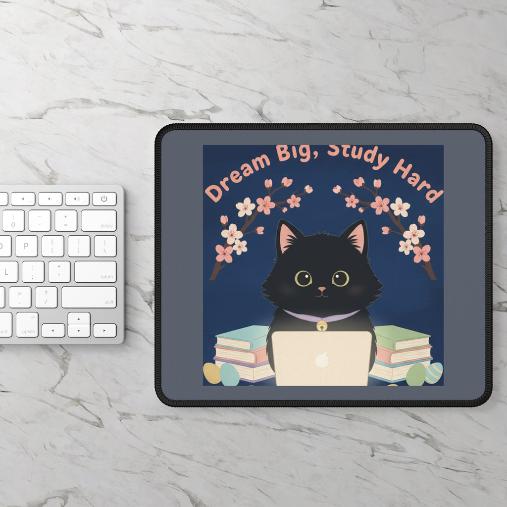 Black Cat Mouse Pad – Dream Big Study Hard