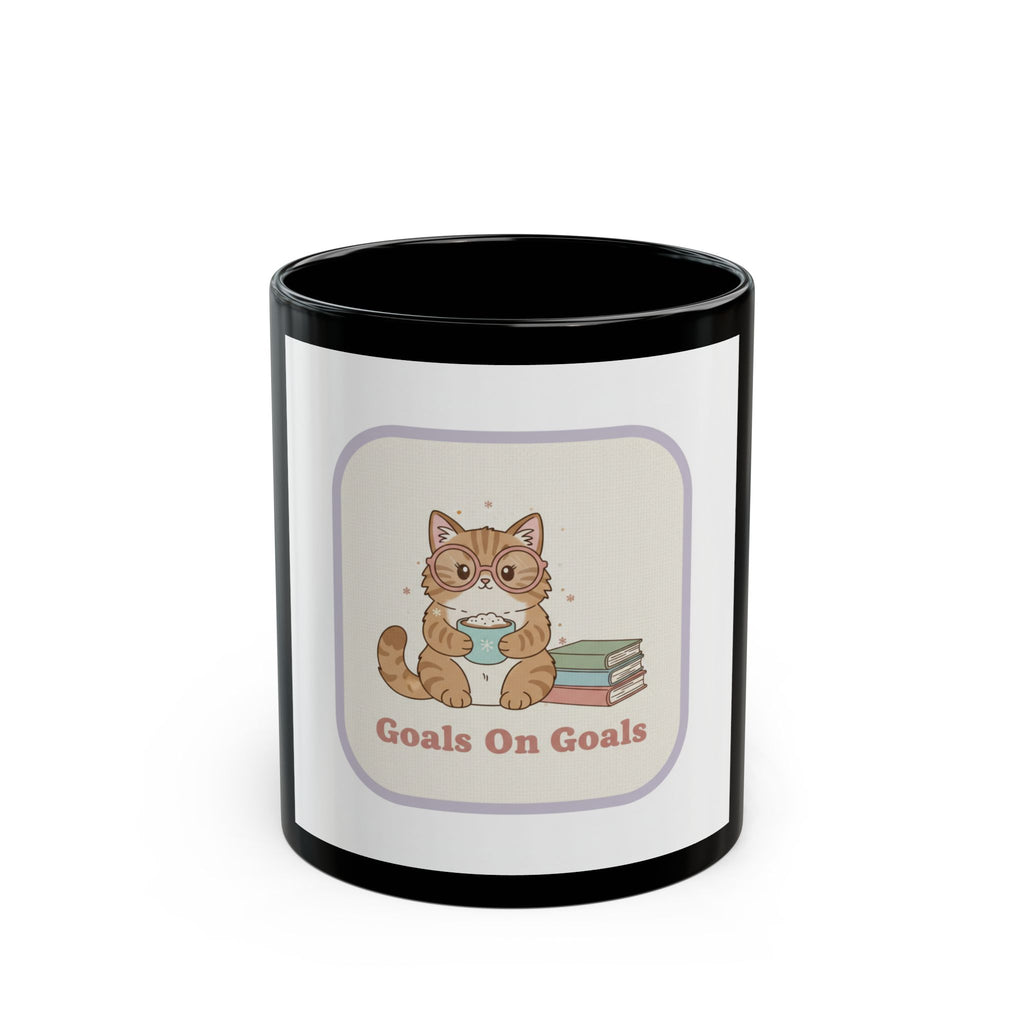 Goals On Goals Cat Black Mug 11oz