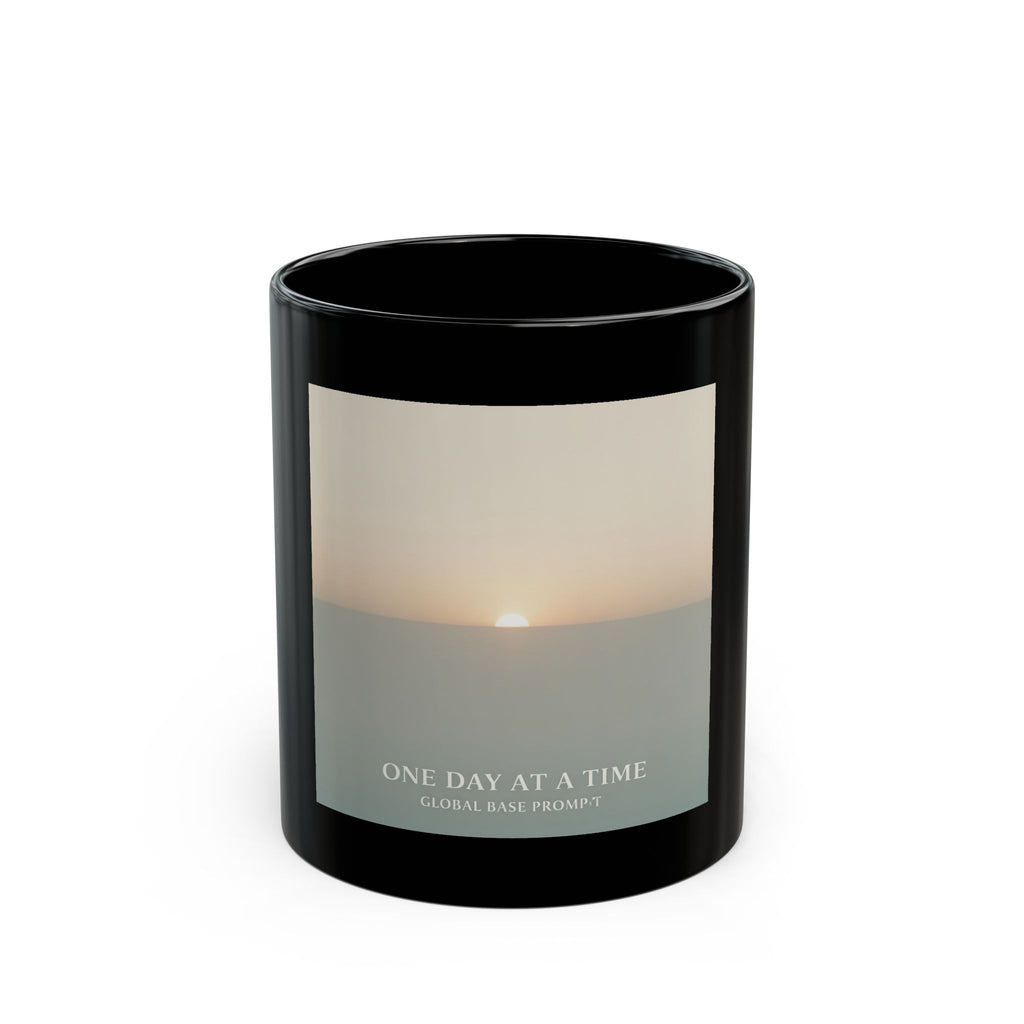 ONE DAY AT A TIME Black Mug