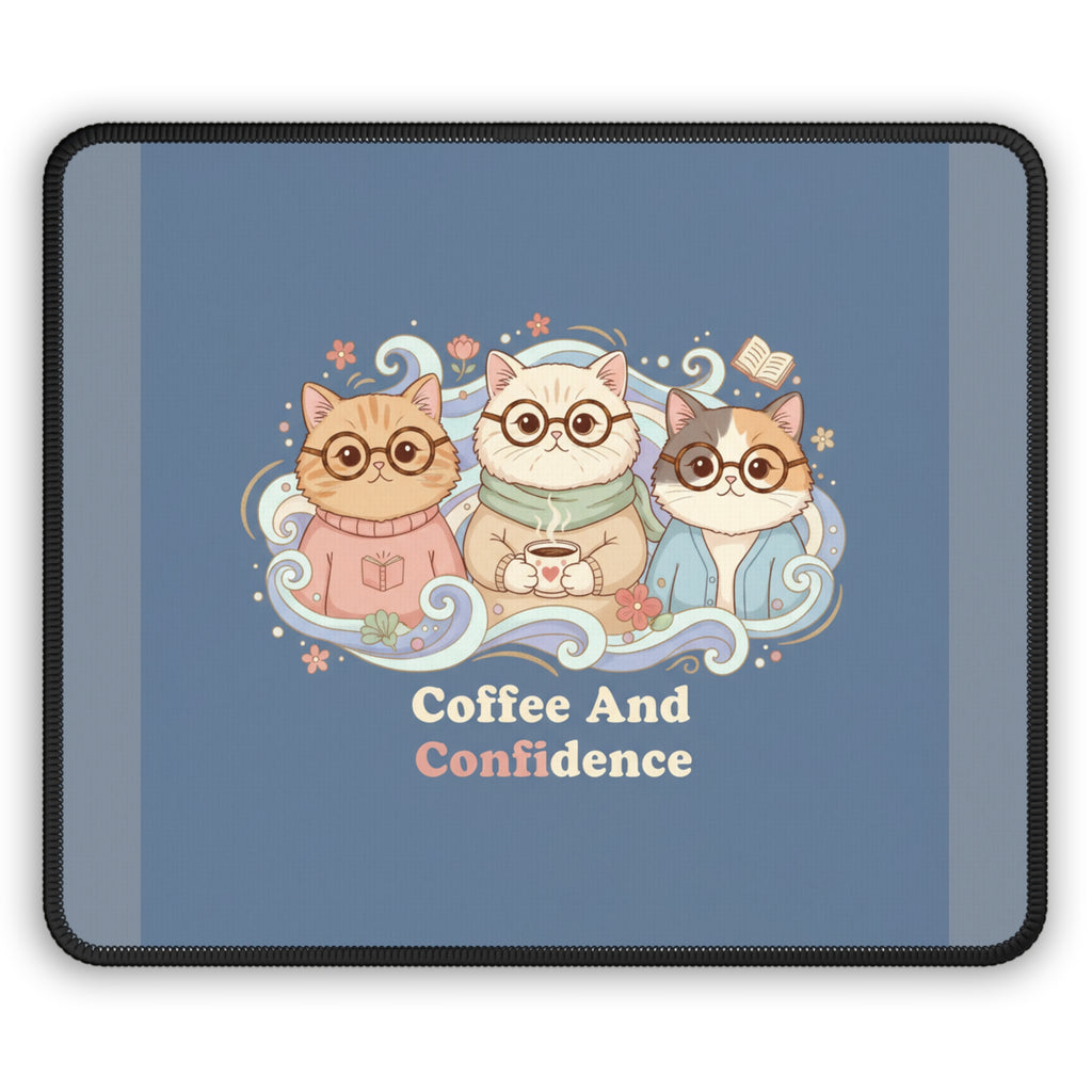 Cats With Glasses Mouse Pad – Coffee and Confidence