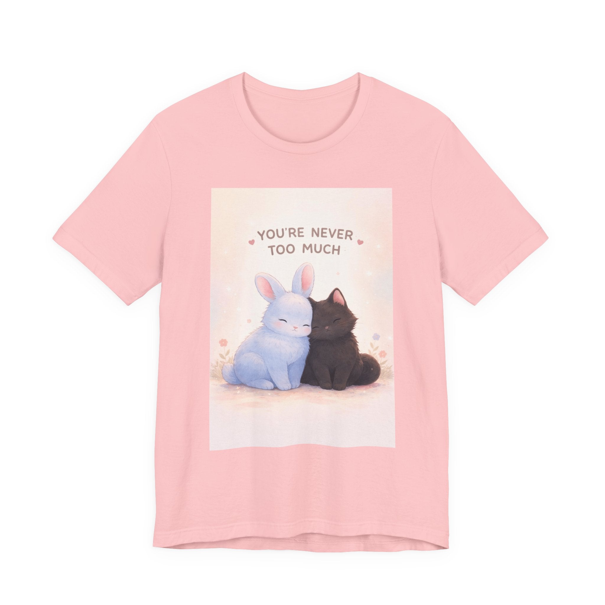 "YOU'RE NEVER TOO MUCH" Black Cat Women Tee | College Girl Gift | Fashion | KayKay Classics