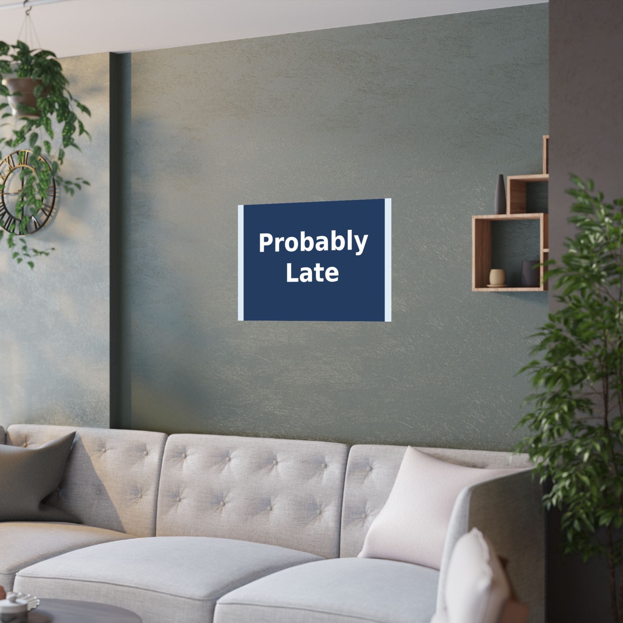 "Probably Late" Black Cat Poster | Trendy Gift for Her | Lifestyle | KayKay Classics