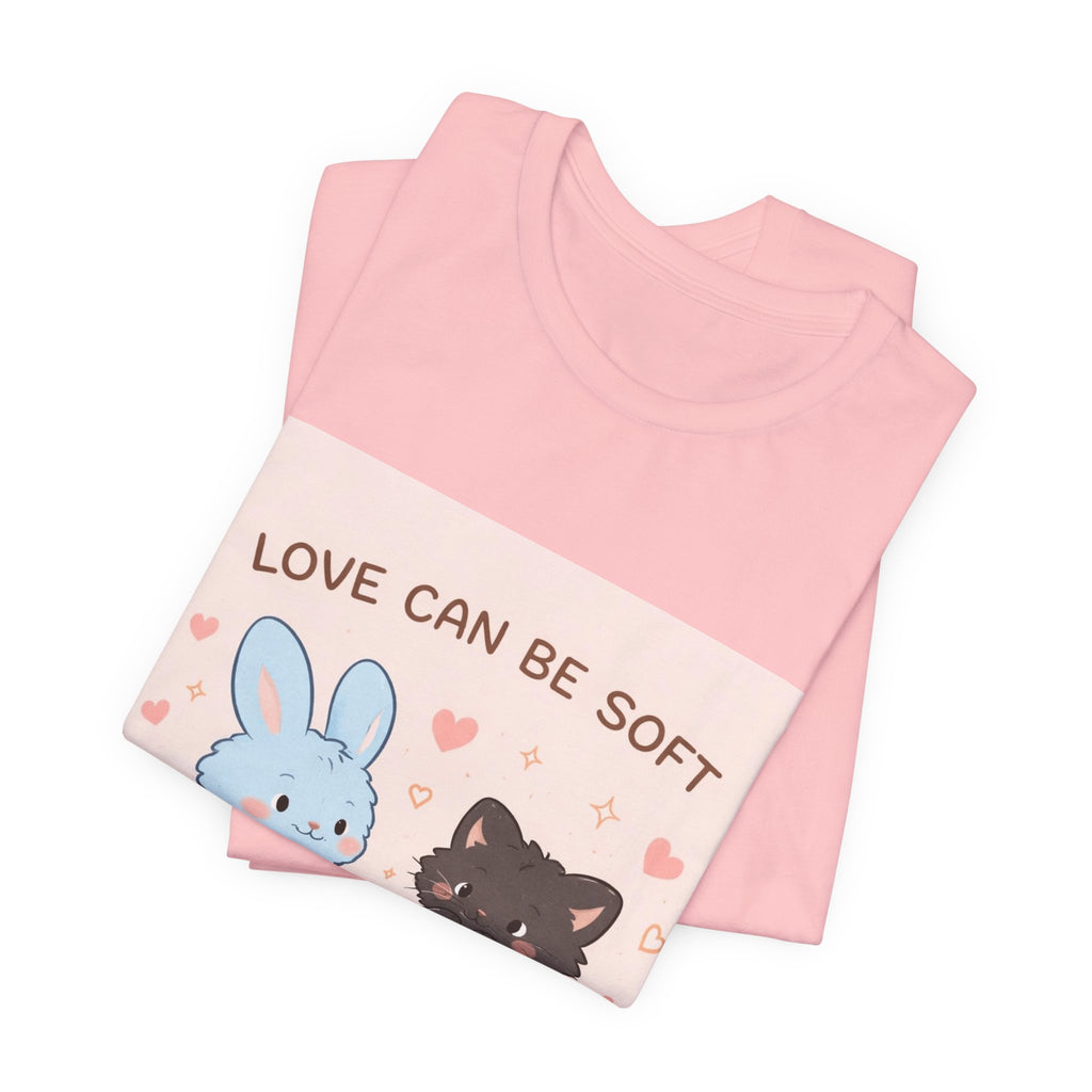 "LOVE CAN BE SOFT" Black Cat Women Tee | College Girl Gift | Fashion | KayKay Classics