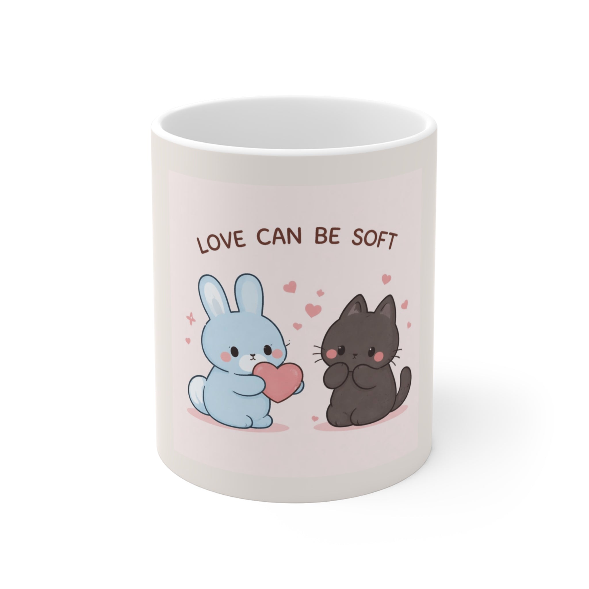 "LOVE CAN BE SOFT" Black Cat Mug | College Girl Gift | Fashion | KayKay Classics