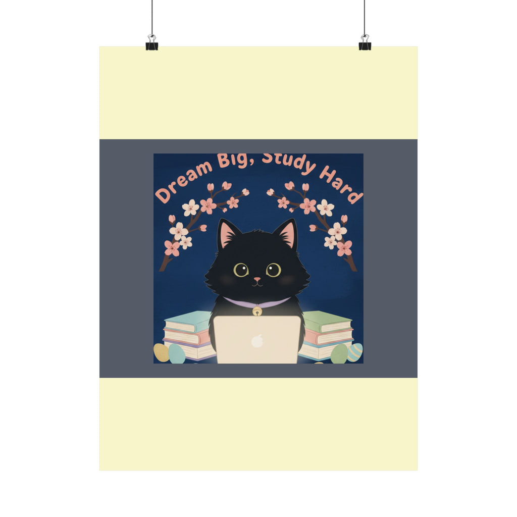 Black Cat Poster – Dream Big Study Hard