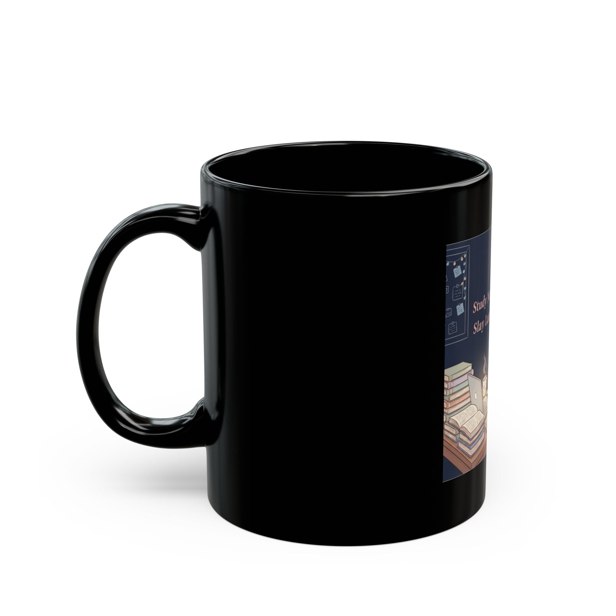 Bunny Black Mug 11oz – Study Now Slay Later