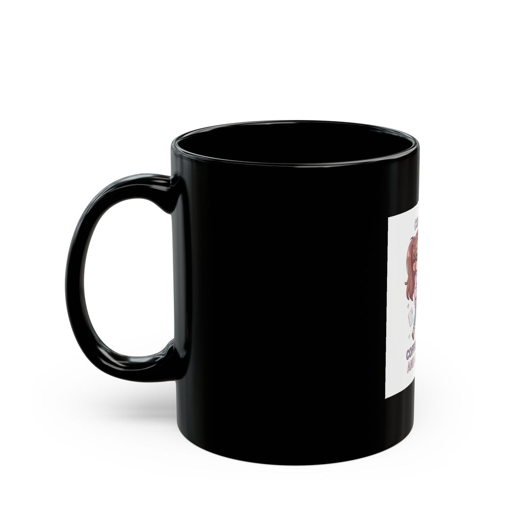 COLLEGE LIFE: COFFEE, CRAMMING, AND CUTE CHAOS Black Mug