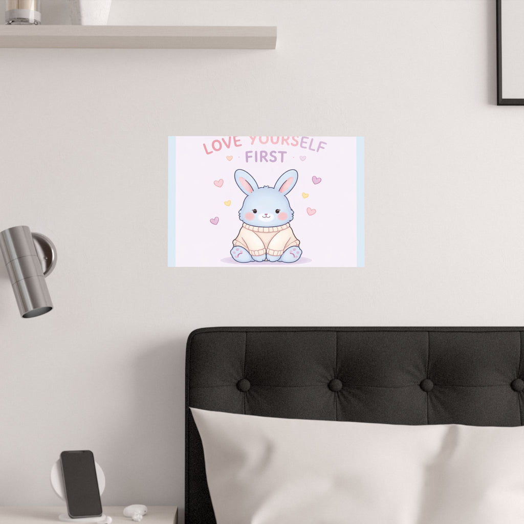 "LOVE YOURSELF FIRST" Black Cat Poster | College Girl Gift | Fashion | KayKay Classics
