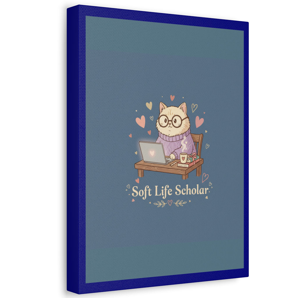 Soft Life Scholar Cat Canvas