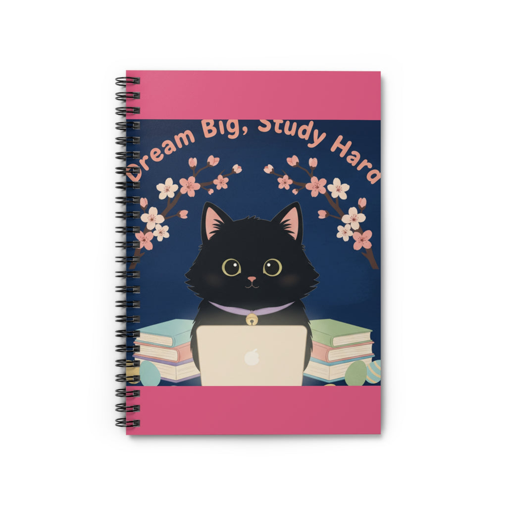 Black Cat Spiral Notebook – Dream Big Study Hard