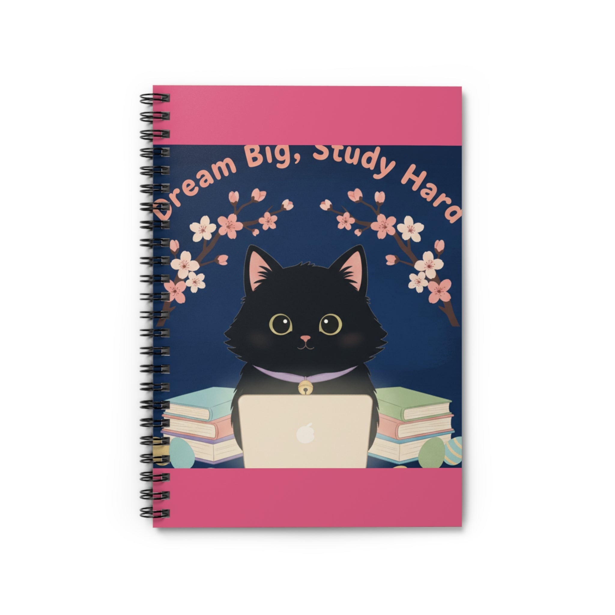 Black Cat Spiral Notebook – Dream Big Study Hard