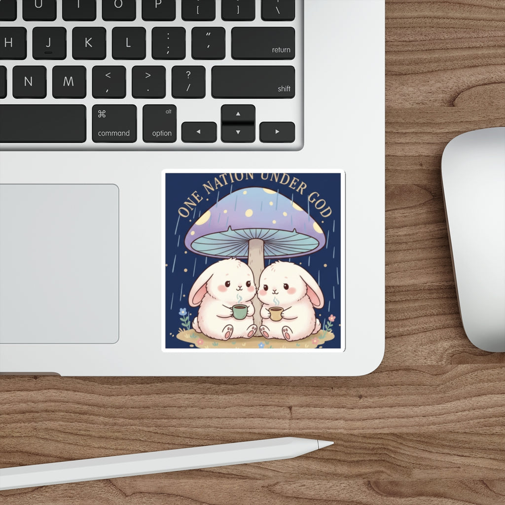 Two Cute Bunnies Die-Cut Sticker – One Nation Under God