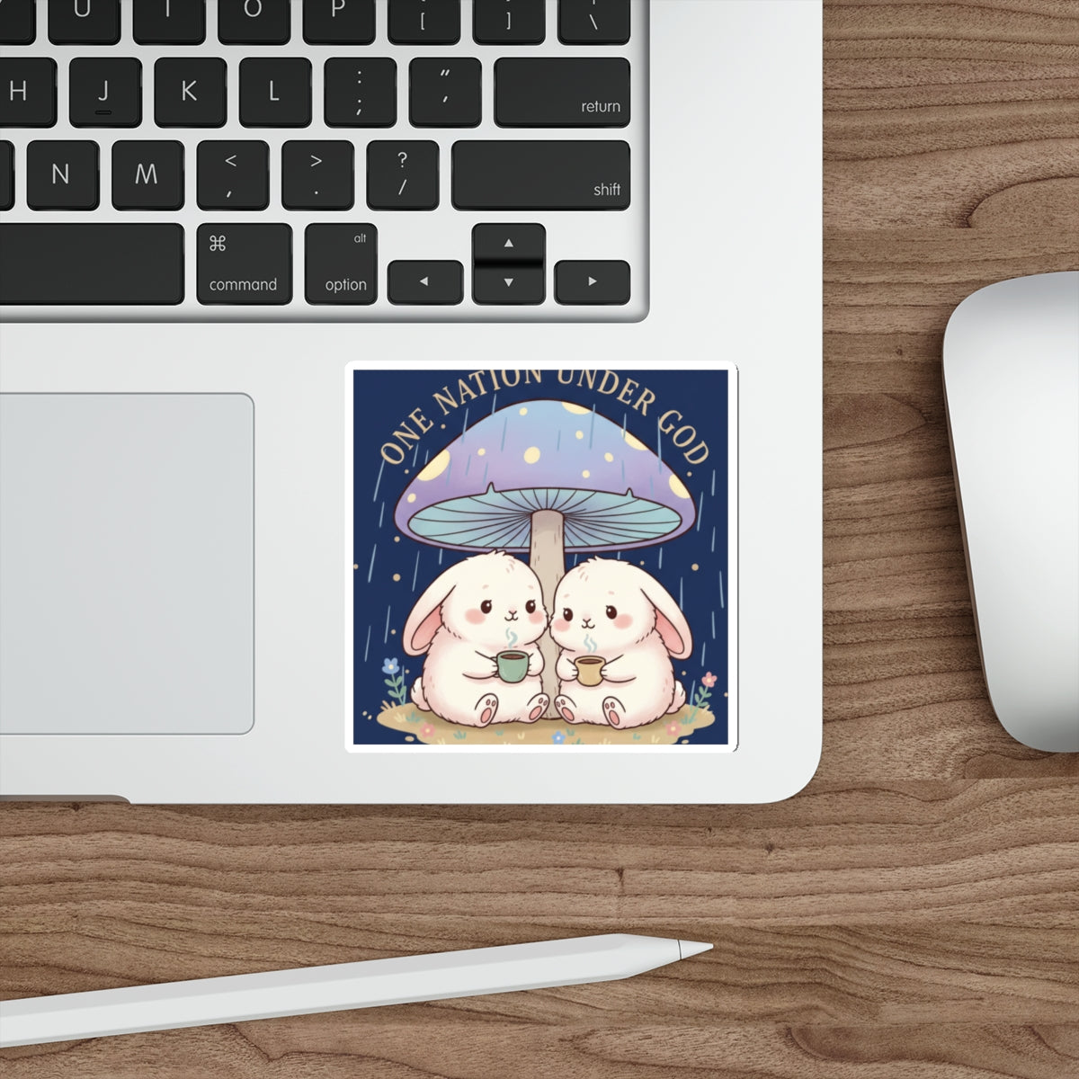 Two Cute Bunnies Die-Cut Sticker – One Nation Under God