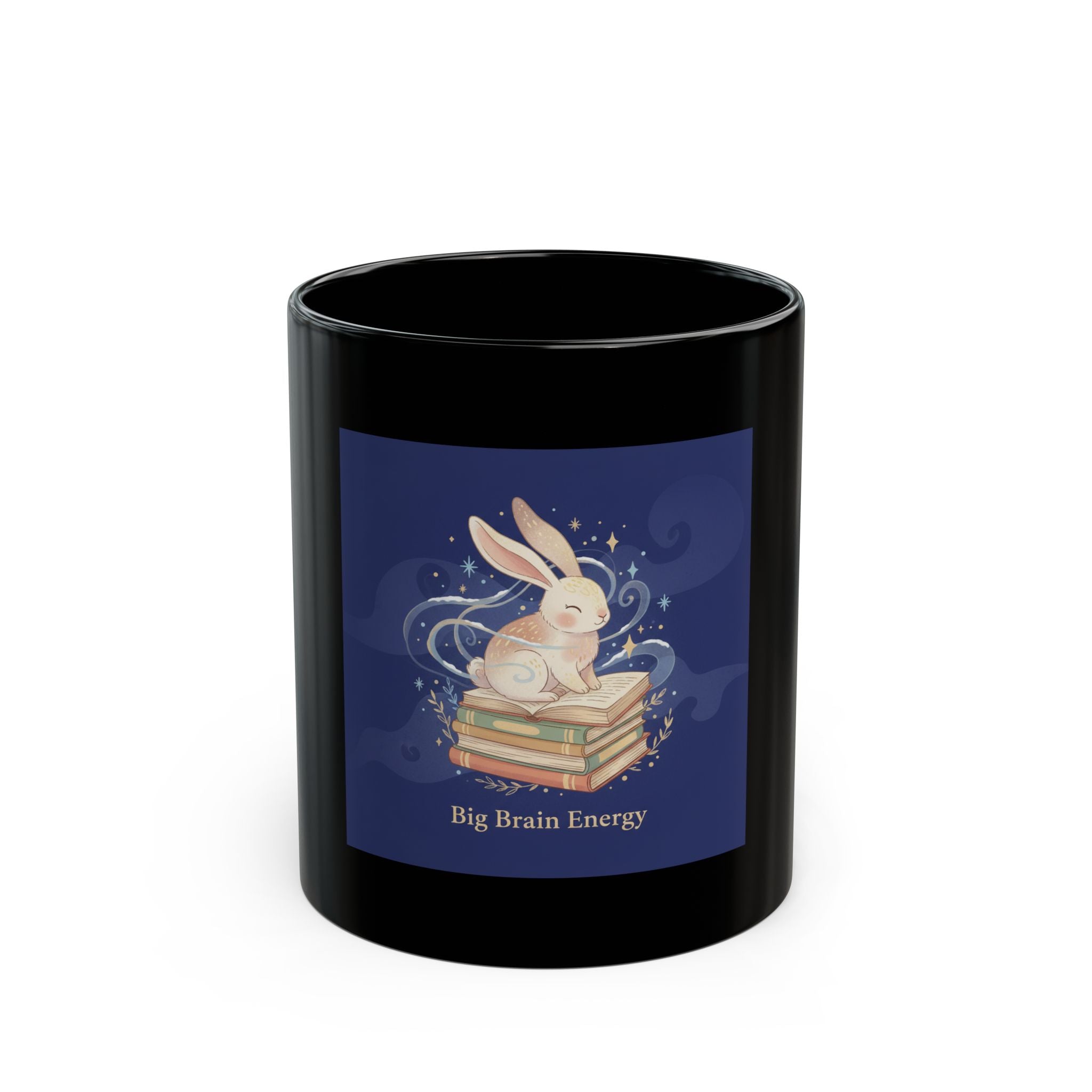 Big Brain Energy Rabbit Black Mug 11oz