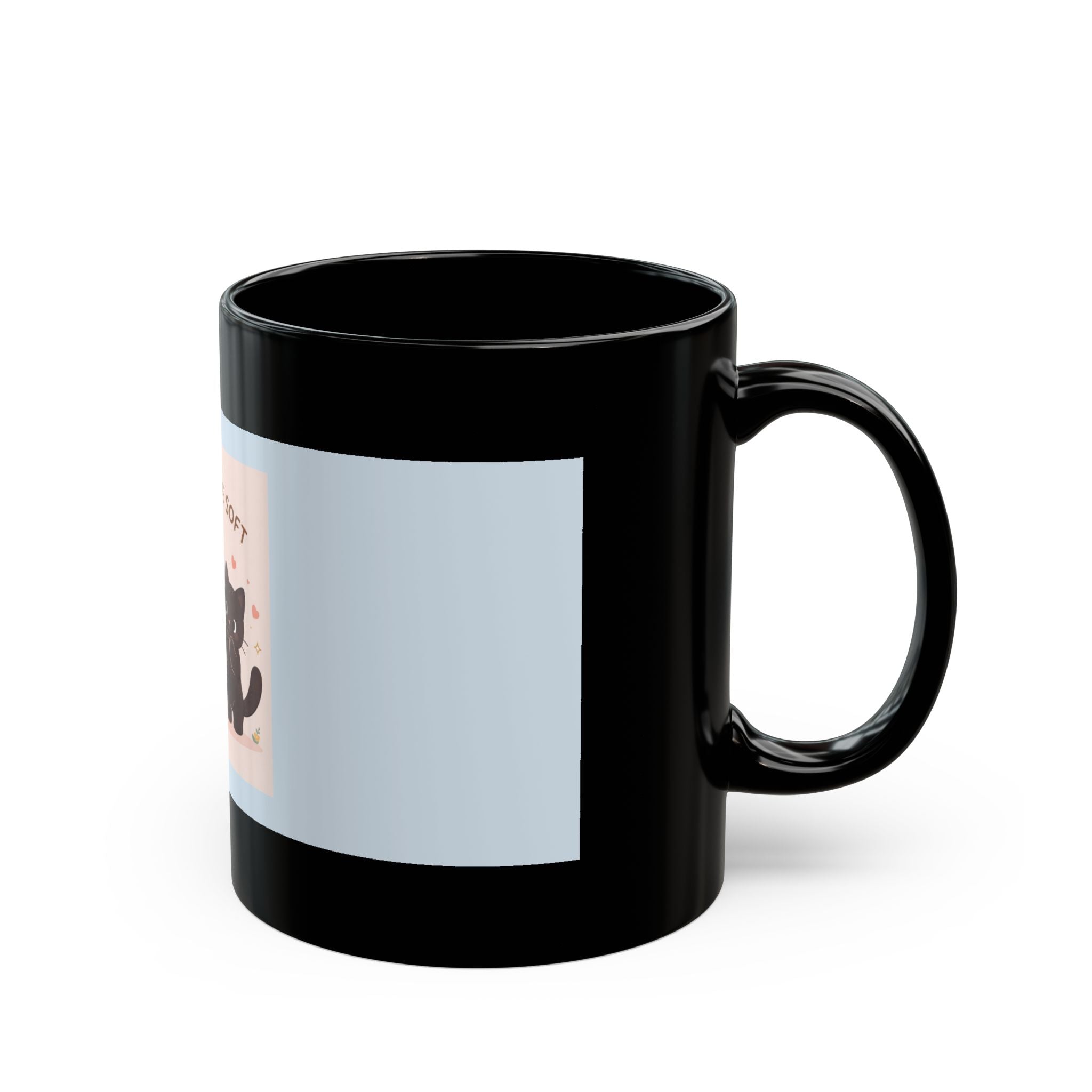 "LOVE CAN BE SOFT" Black Cat Black Mug | College Girl Gift | Fashion | KayKay Classics