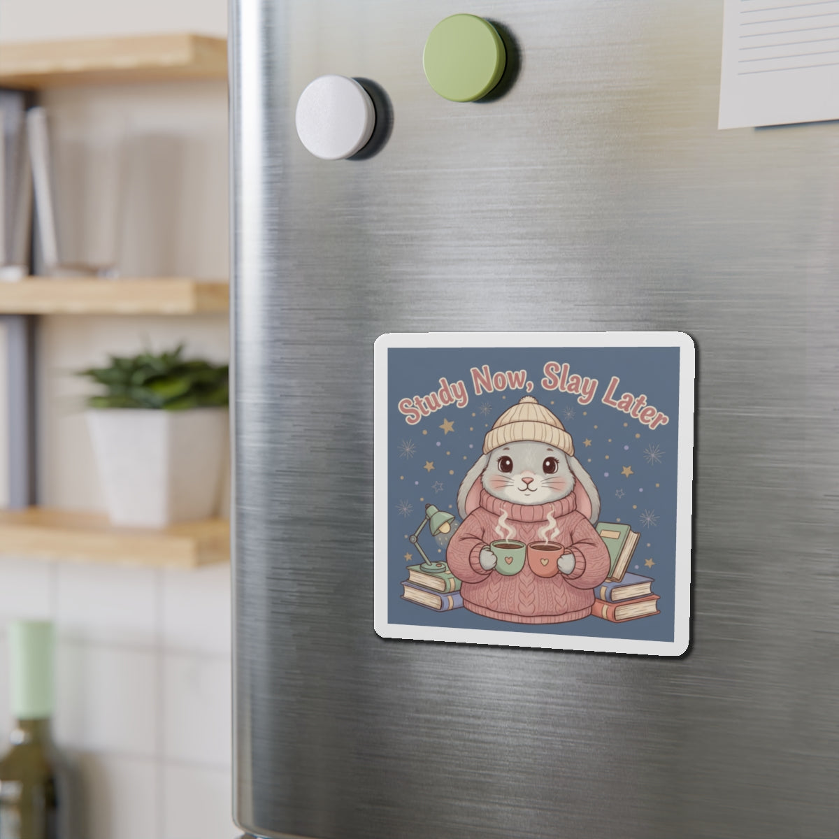 Rabbit Die-Cut Magnet – Study Now, Slay Later