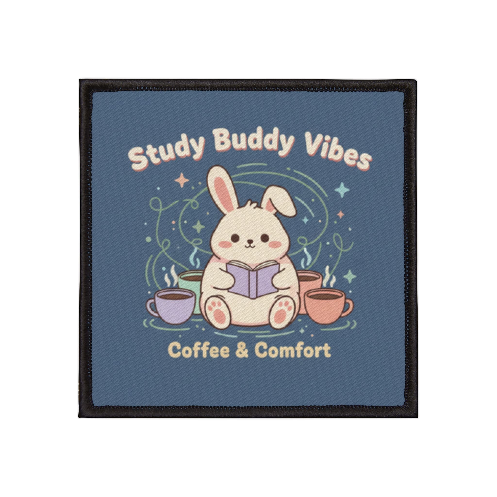 Bunny Iron-On Patch – Study Buddy Vibes Coffee Comfort