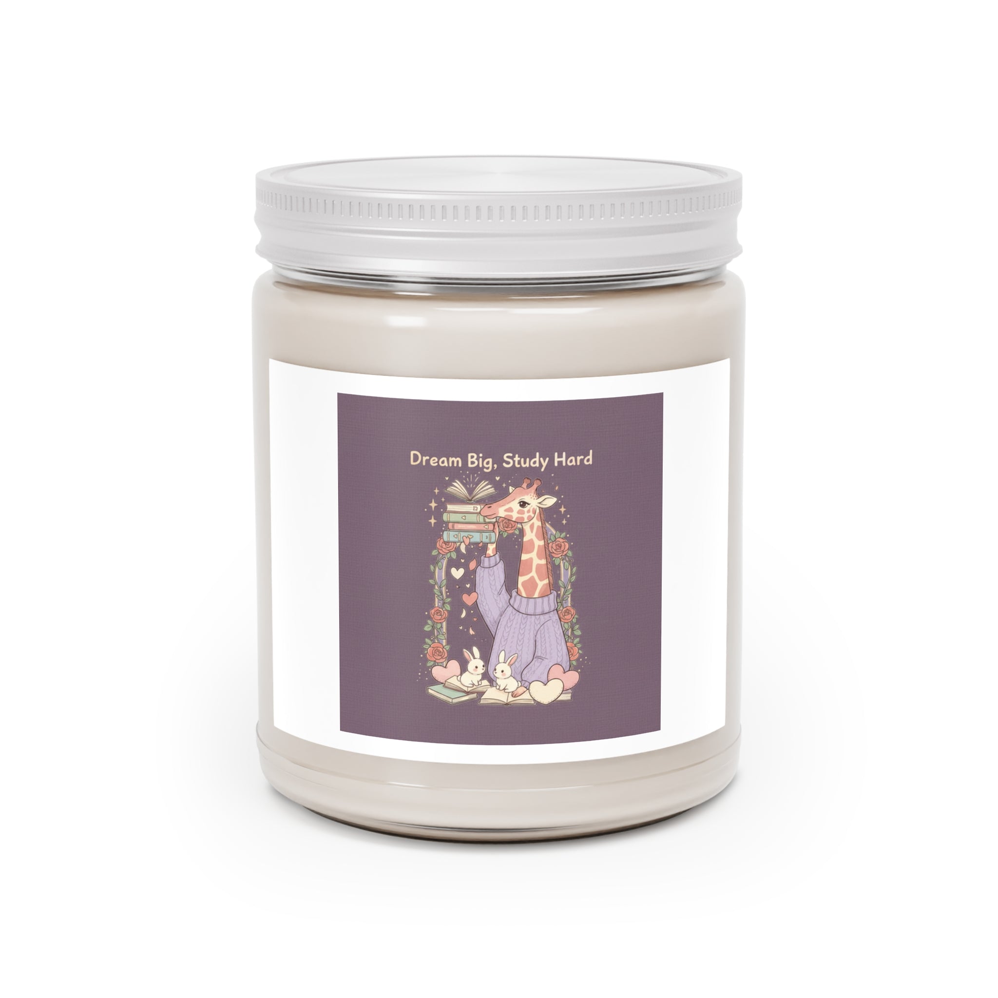 Dream Big, Study Hard Giraffe, bunnies Scented Candle