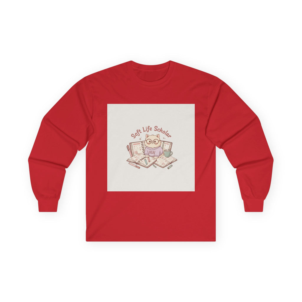 Soft Life Scholar Cat Long Sleeve Tee