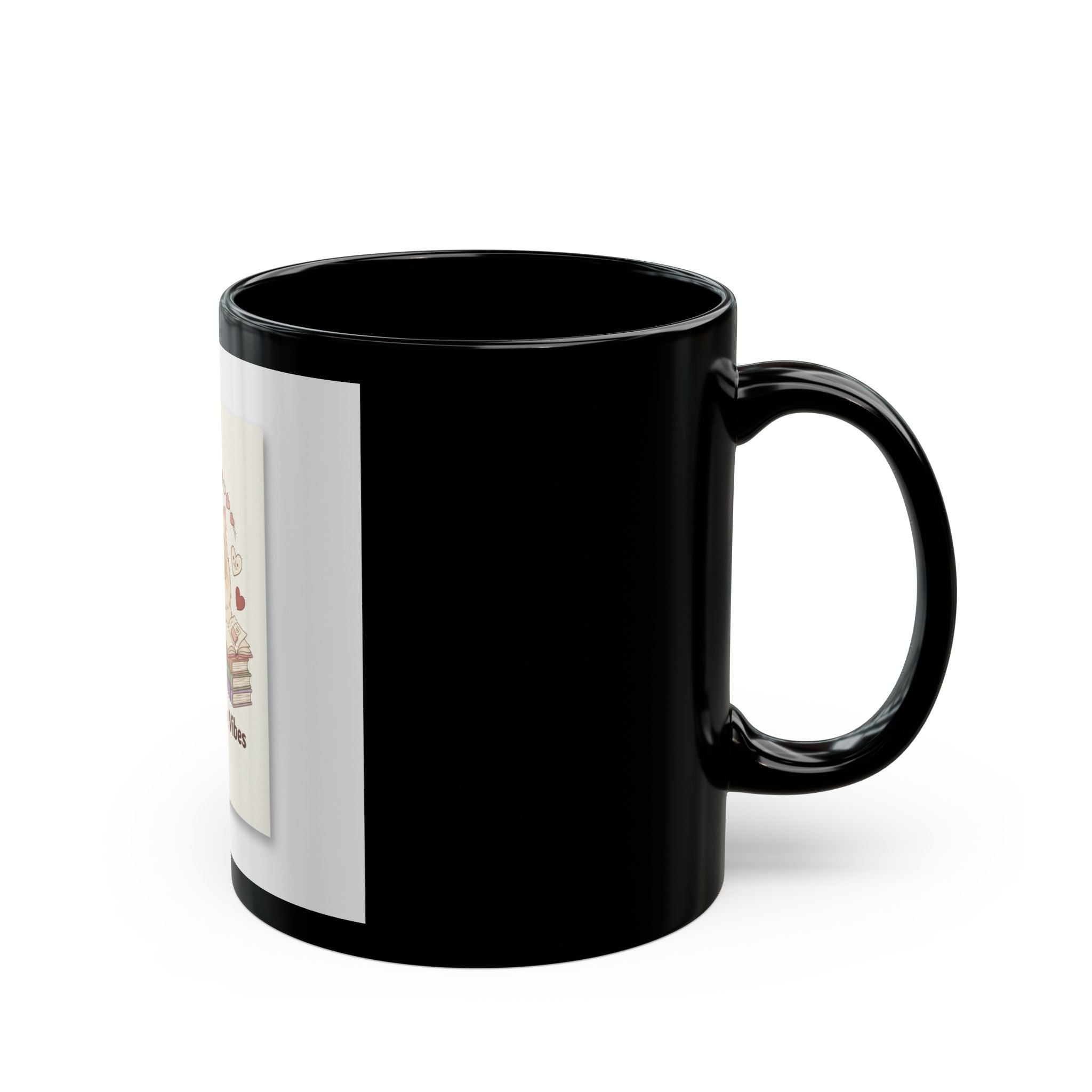 Study Buddy Vibes Cat Black Mug 11oz