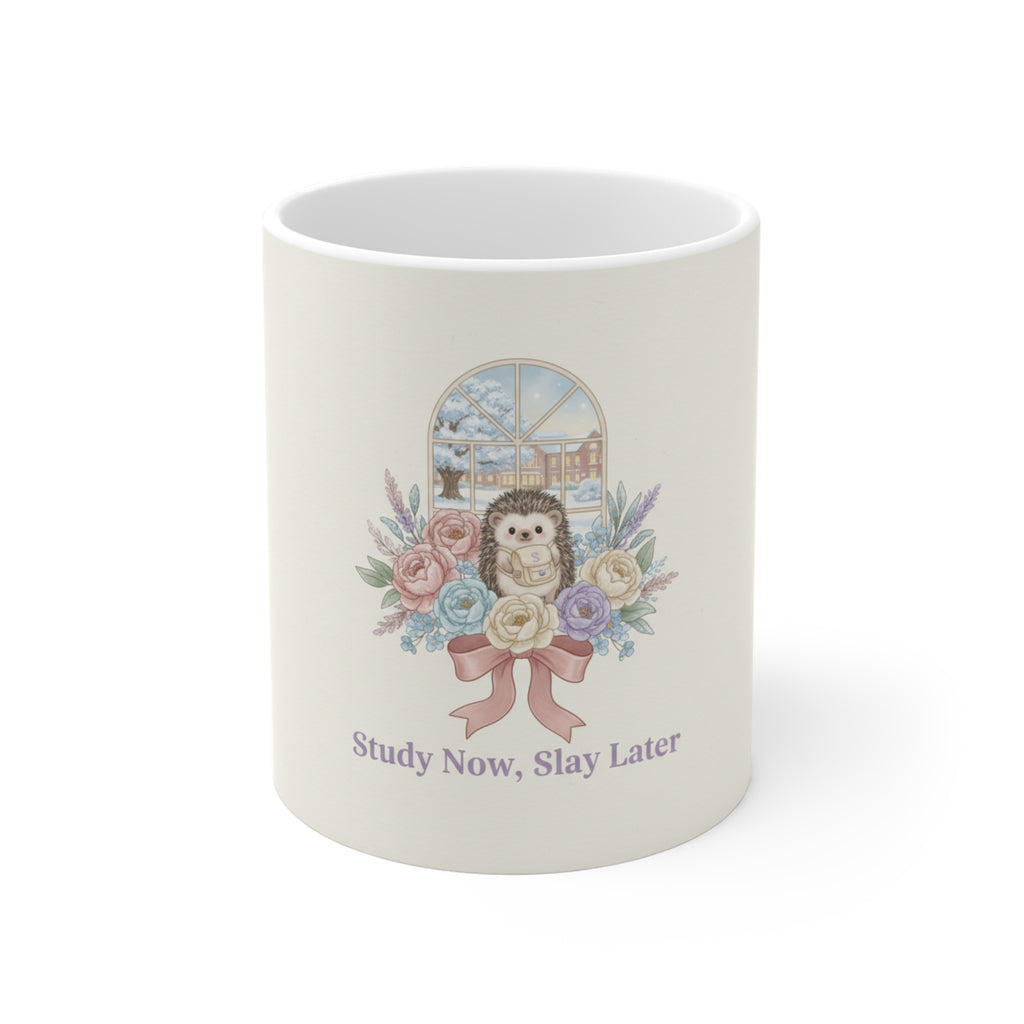 Study Now, Slay Later Hedgehog Mug 11oz