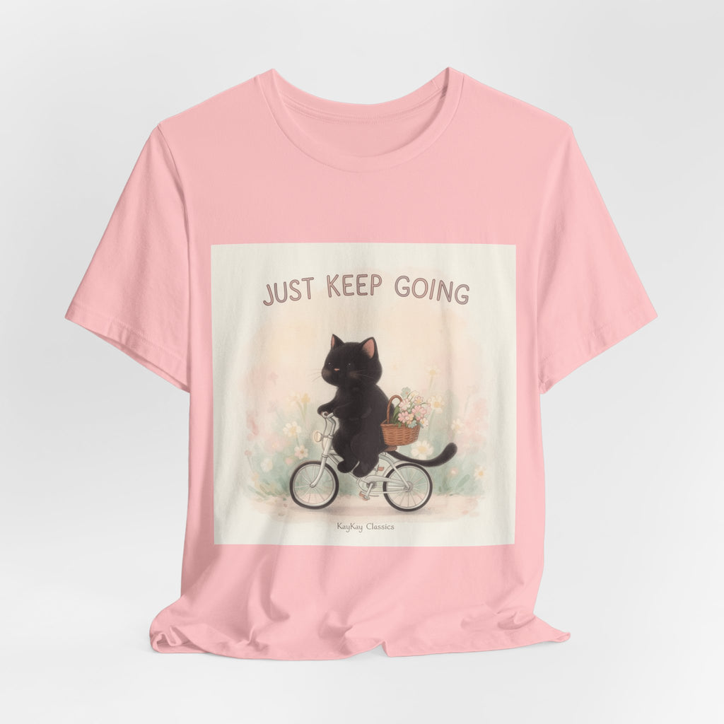 "JUST KEEP GOING" Black Cat Women Tee | College Girl Gift | Fashion | KayKay Classics