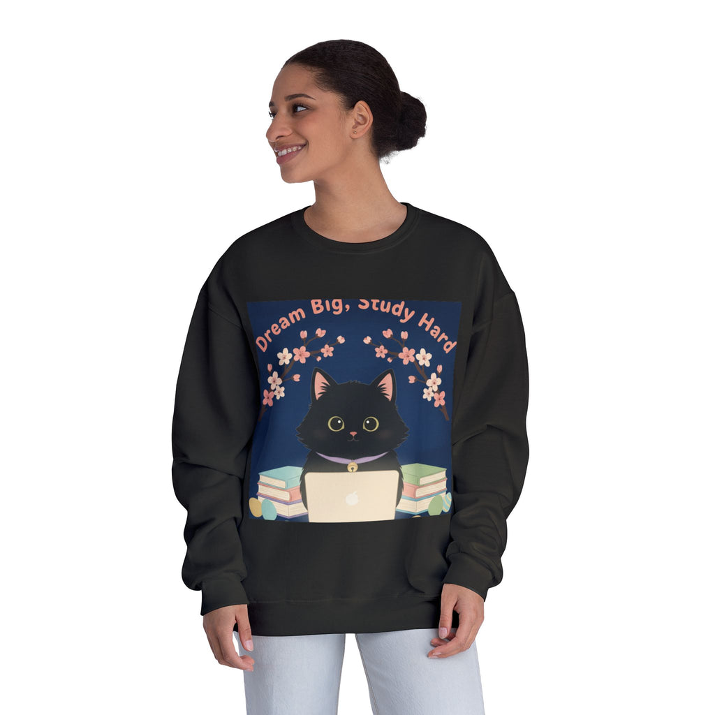 Black Cat Crewneck Sweatshirt – Dream Big Study Hard