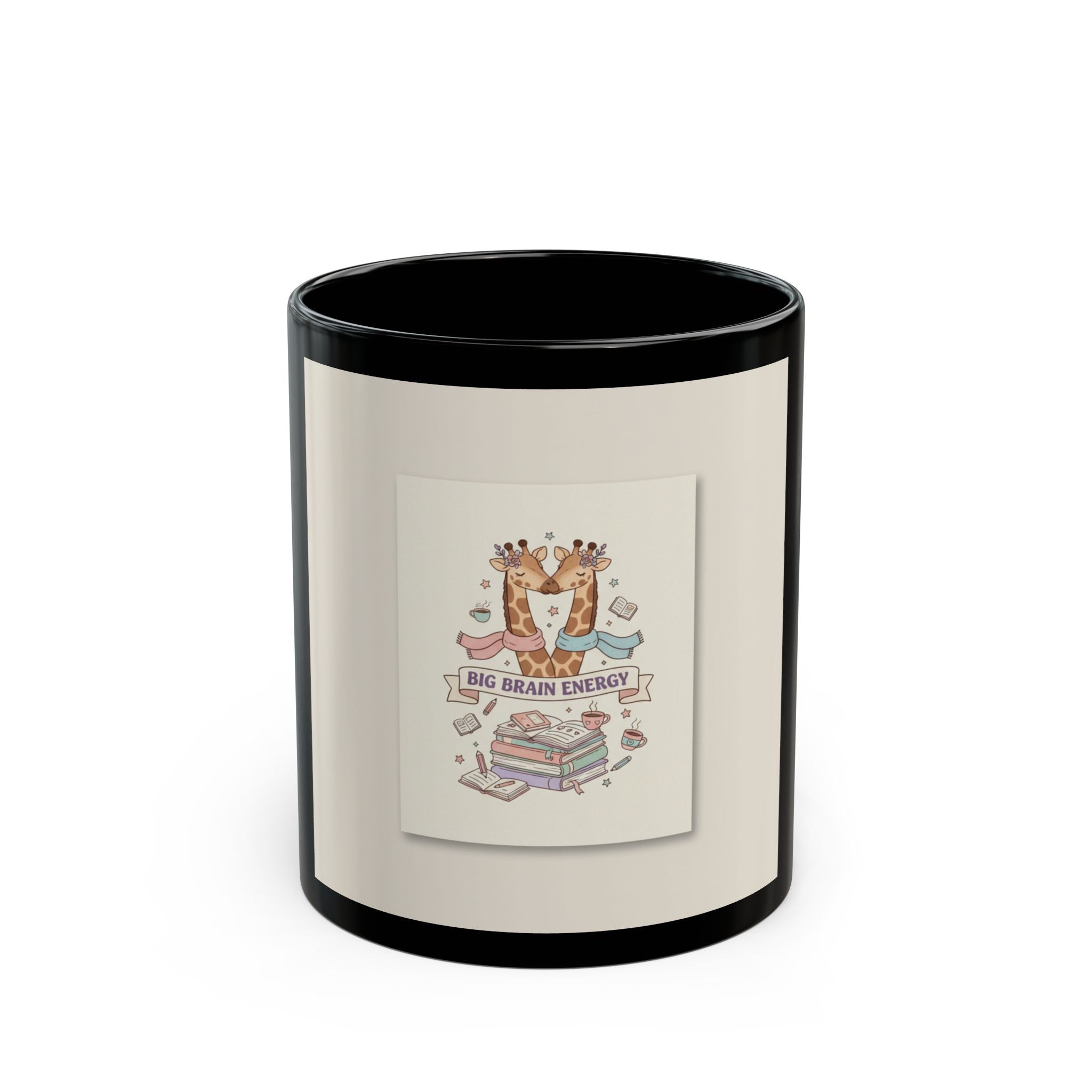 BIG BRAIN ENERGY Giraffe Black Mug 11oz