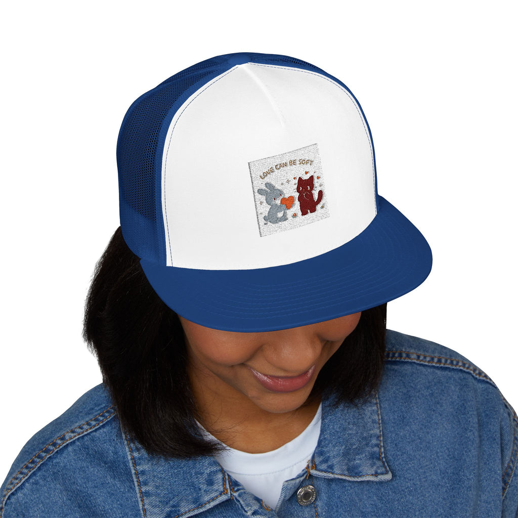 "LOVE CAN BE SOFT" Black Cat Trucker Cap | College Girl Gift | Fashion | KayKay Classics