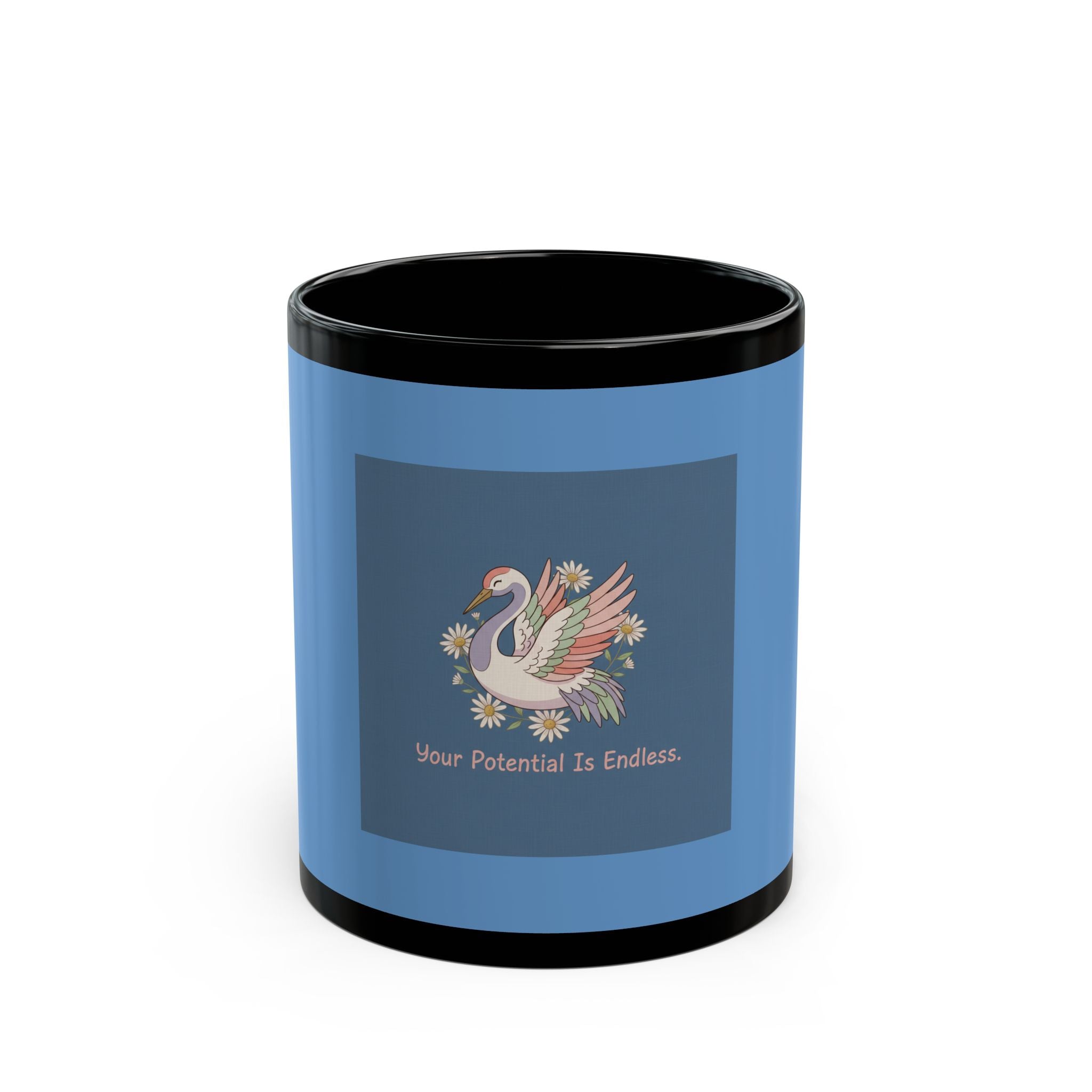 Crane Black Mug 11oz – Your Potential is Endless