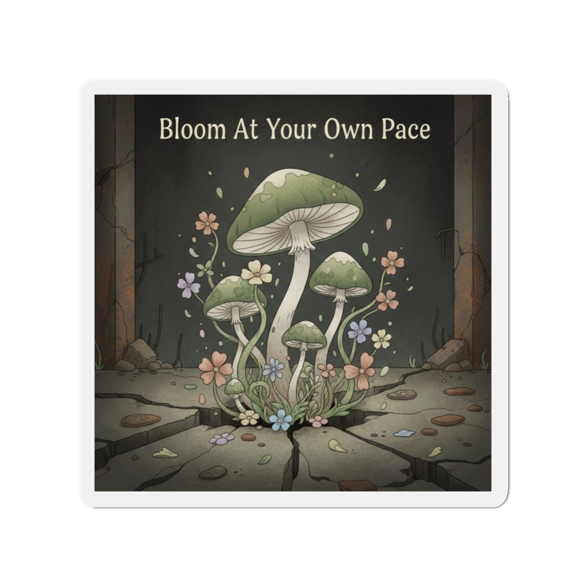 Black Cat Die-Cut Magnet – Bloom at Your Own Pace