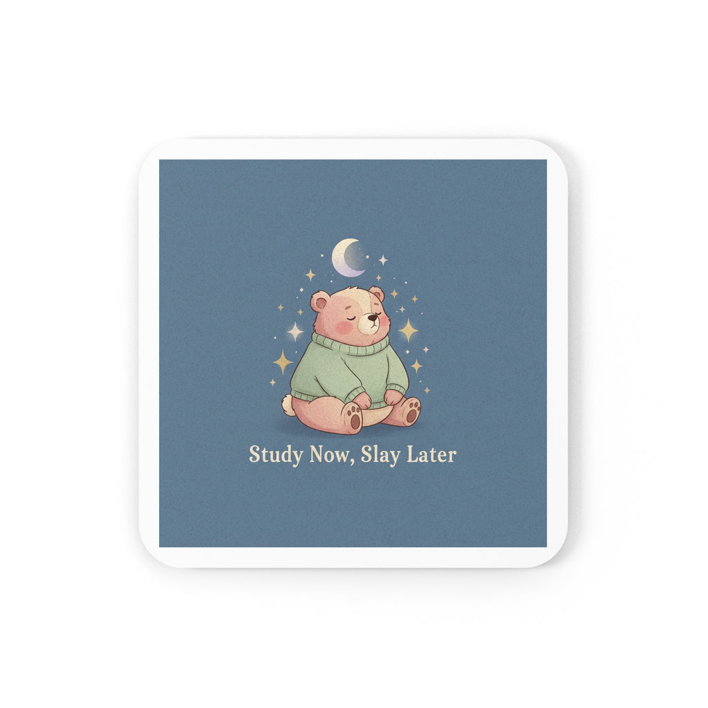 Bear Cork Coaster – Study Now Slay Later