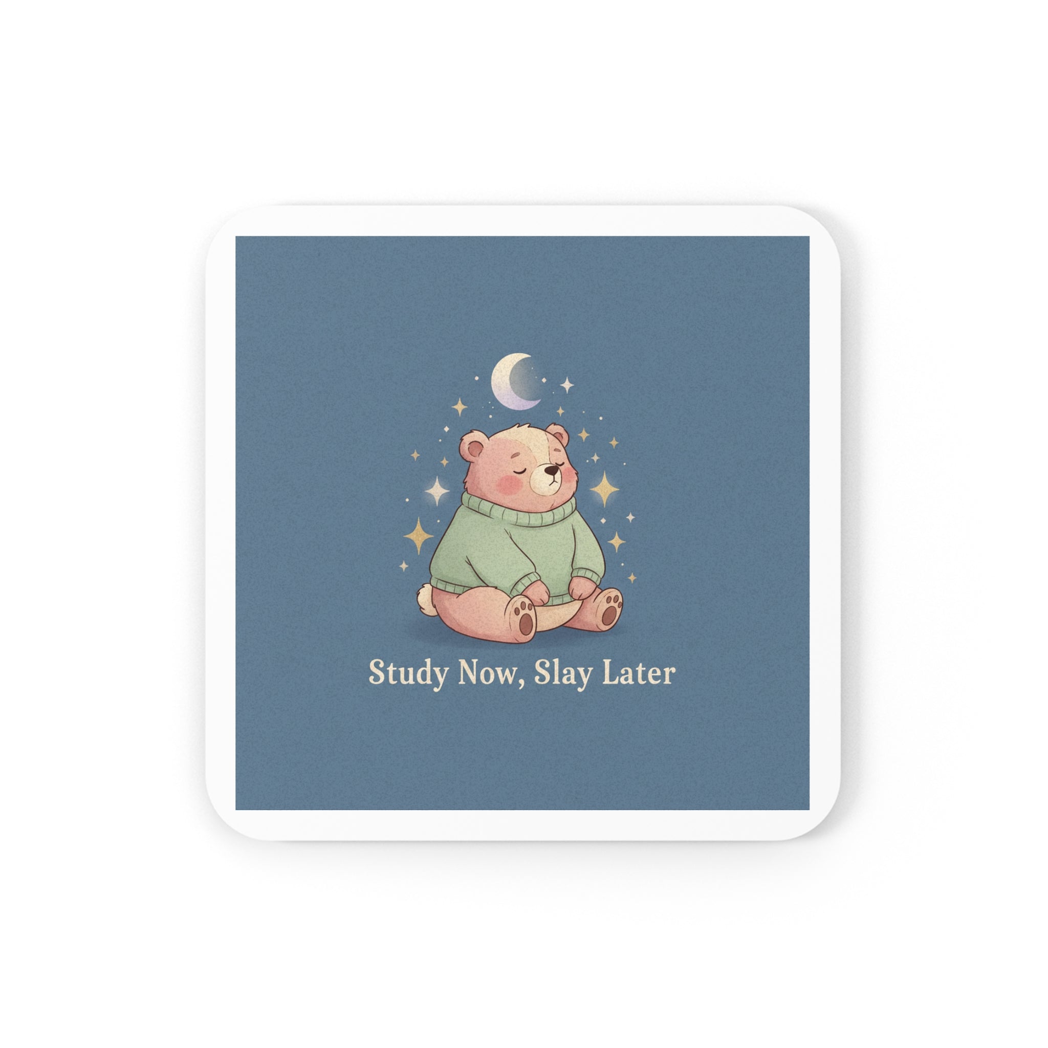 Bear Cork Coaster – Study Now Slay Later