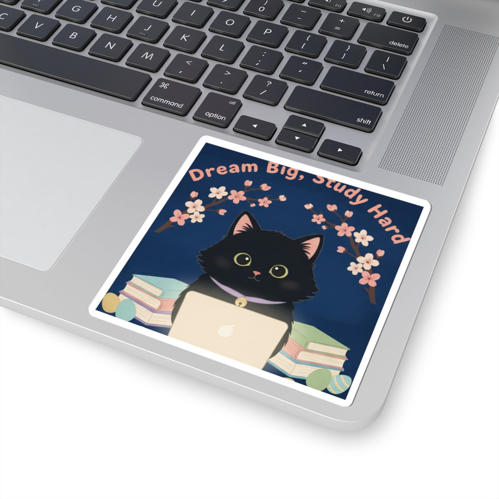 Black Cat Kiss-Cut Sticker – Dream Big Study Hard