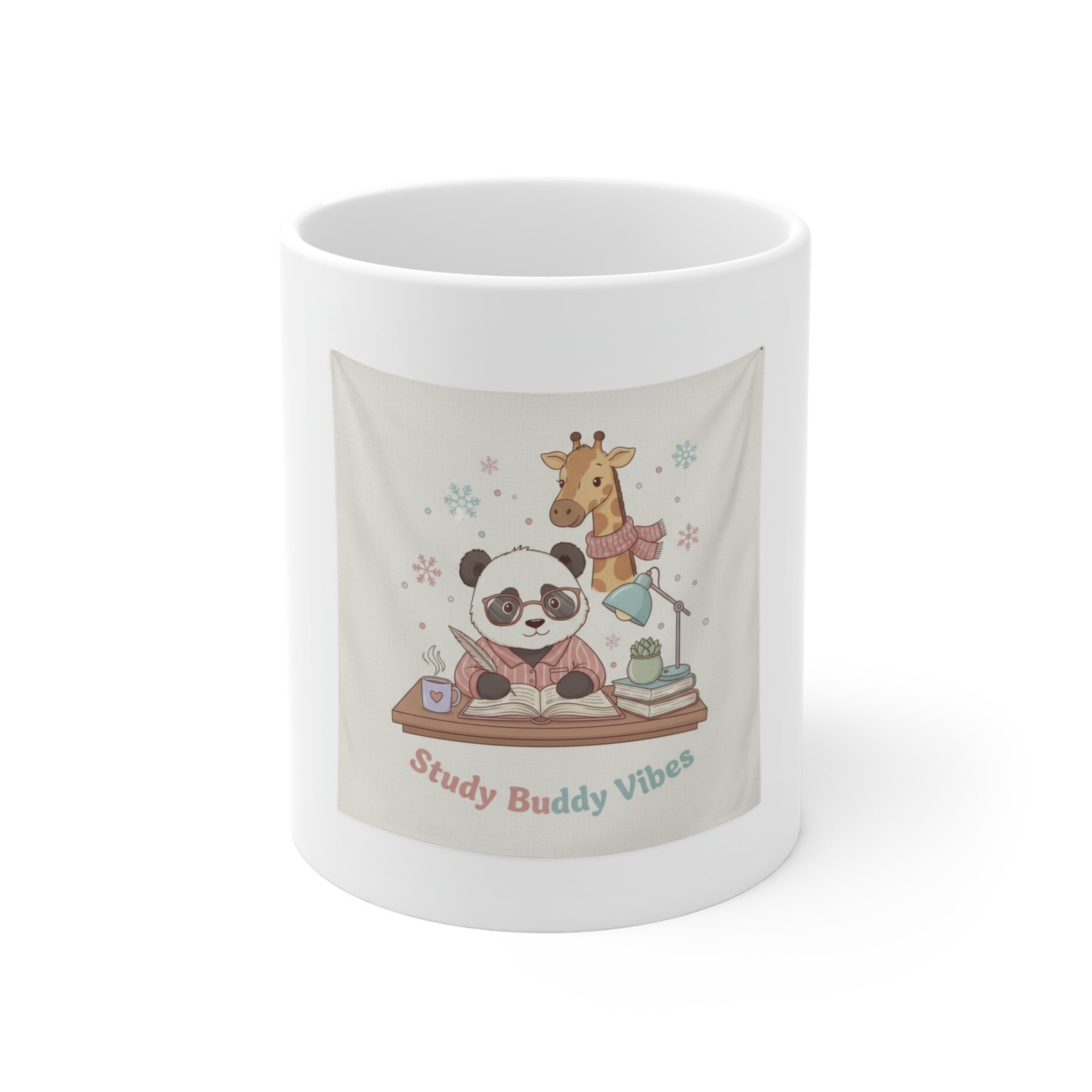 Study Buddy Vibes Panda, giraffe Mug 11oz
