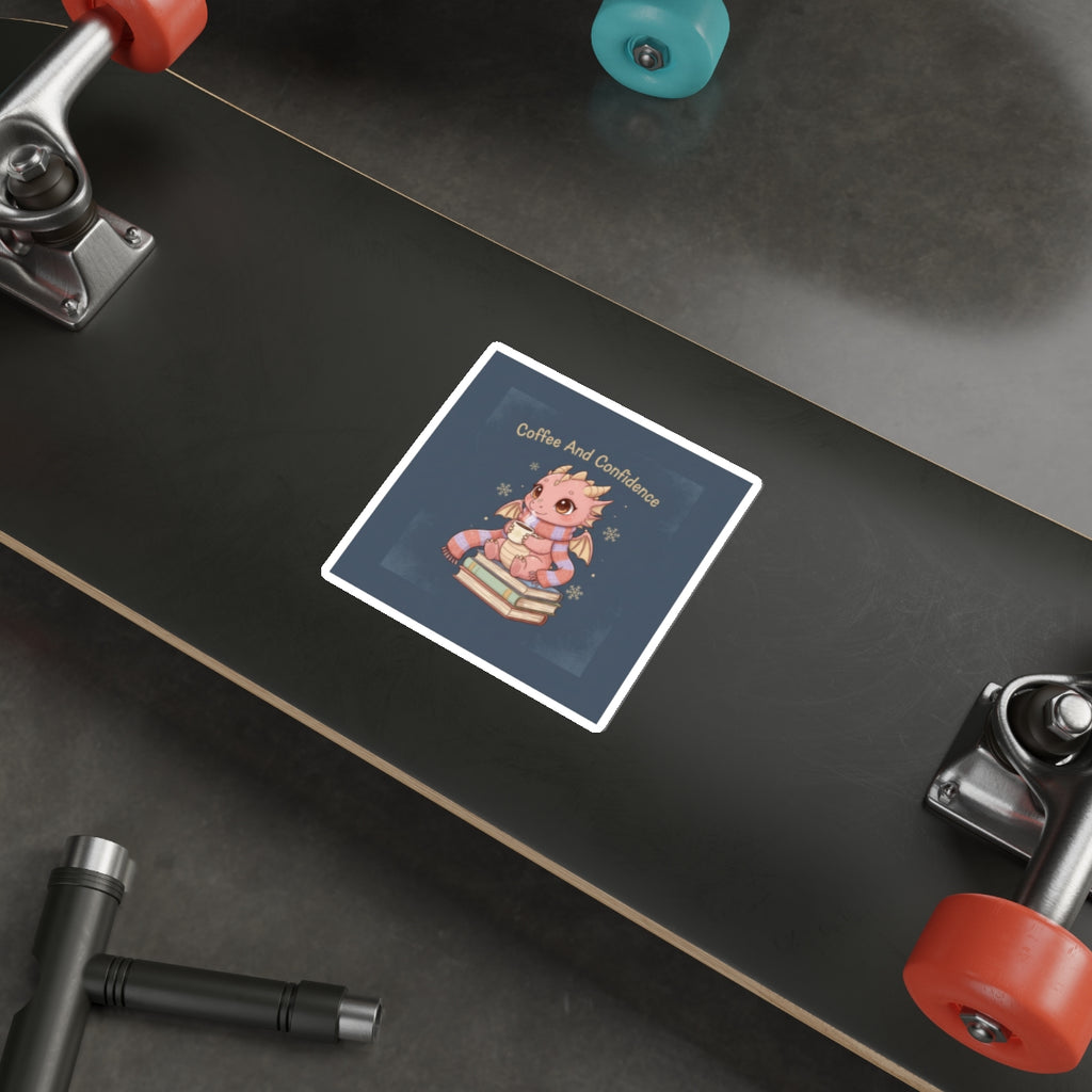 Dragon Die-Cut Sticker – Coffee and Confidence