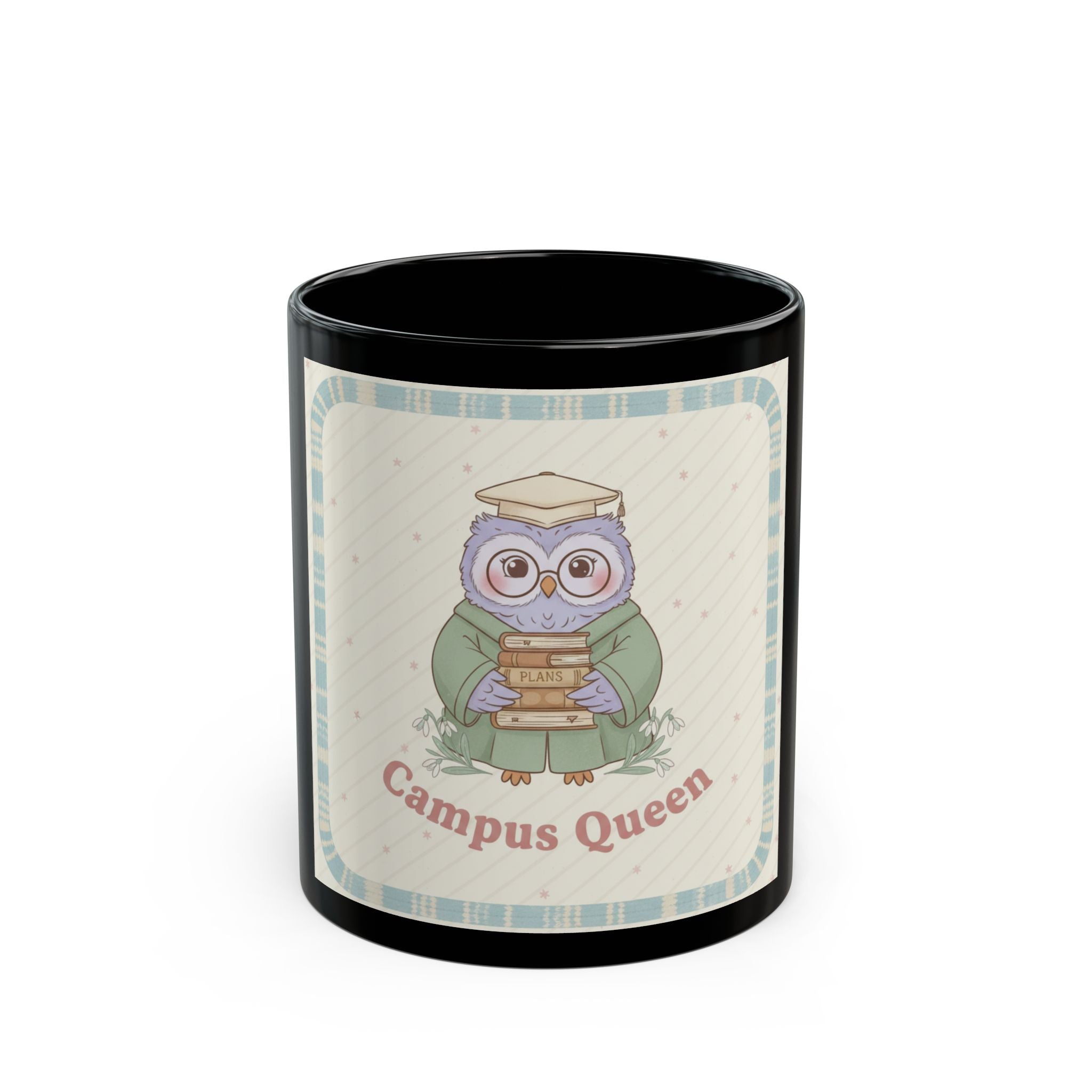 Campus Queen Owl Black Mug 11oz